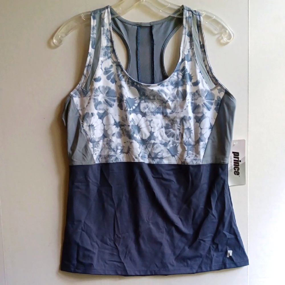 PRINCE TENNIS WICKING GRAY  FLORAL WOMENS  TANK TOP 🎾
